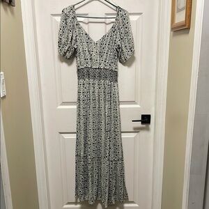 DEVOTED | DEX | Diamond Patterned| Printed |Navy/Black/Cream |Maxi Dress |Size S